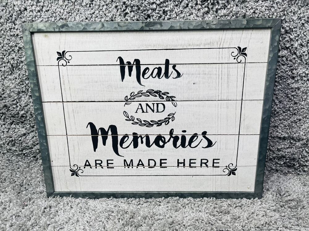 Meals & Memories Are Made Here Wood Metal Sign Farmhouse Country Kitchen